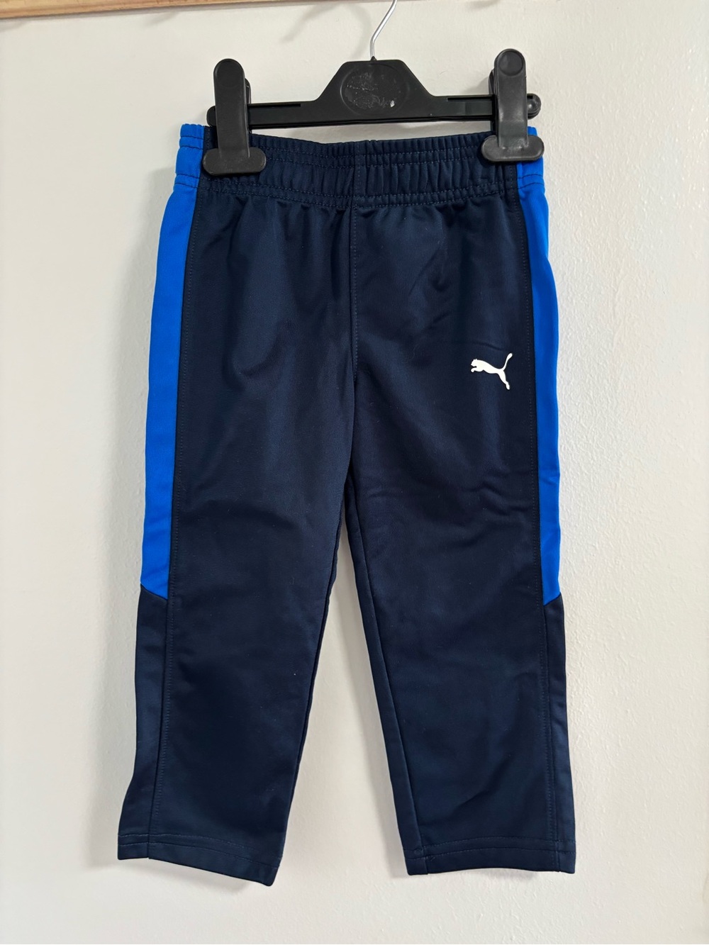 Puma Navy Track Pants with Bright Blue Side Panels